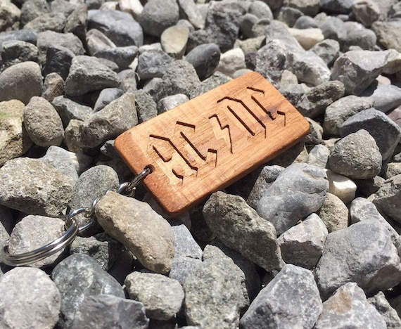 Wooden AC/DC Keychain Ac/dc Logo Wooden Keyring Wooden | Etsy