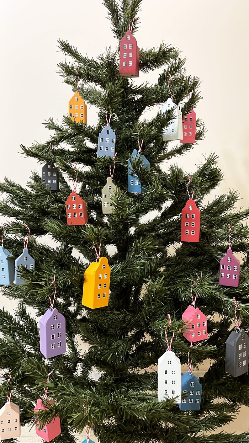 Wooden Handmade Xmas decorations, Wooden Xmas Tree, Advent Calendar, Xmas tree ornaments decorations, Xmas tree toppers, Amsterdam houses image 4