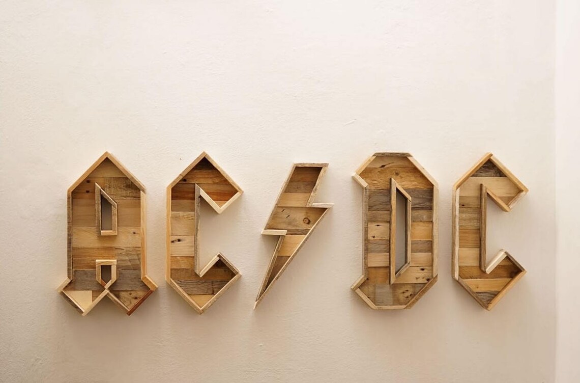 AC/DC wooden logo wooden sign wooden letters wall sign | Etsy