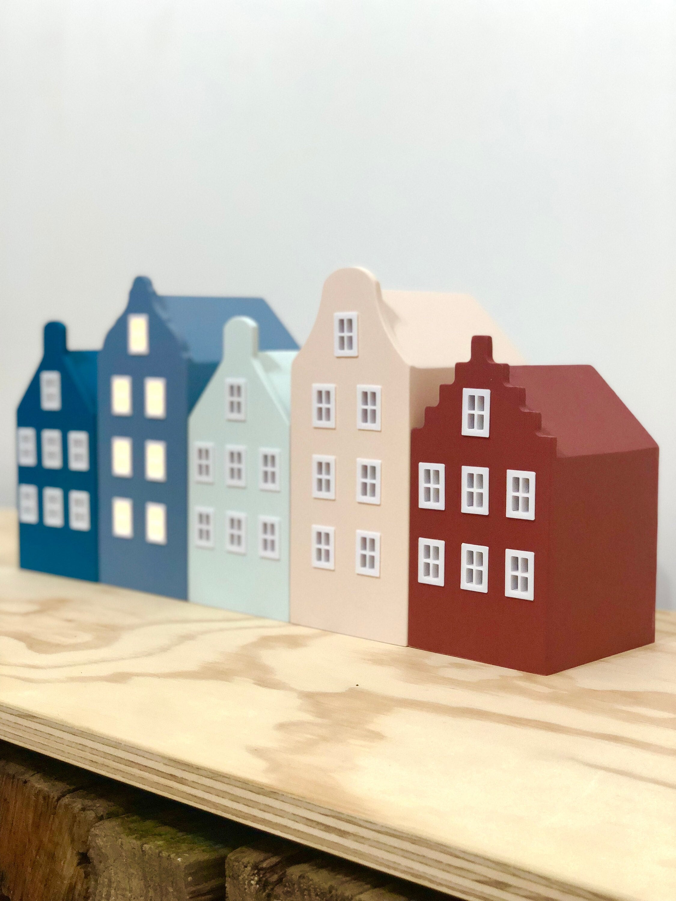 lampes de chevet en bois pour enfants, cottages miniatures, hollandais, maisons lumineuses jouets style nordique, calendrier l'avent