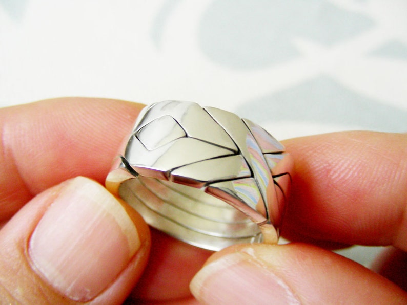 SOLIDER 4 Band Puzzle Ring Silver or Gold Etsy