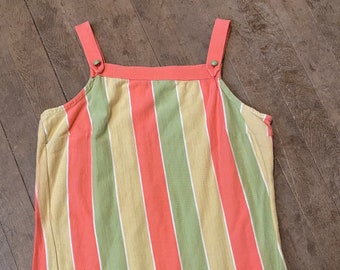 Late 50’s early 60’s cotton tank by Catalina yellow green salmon stripes