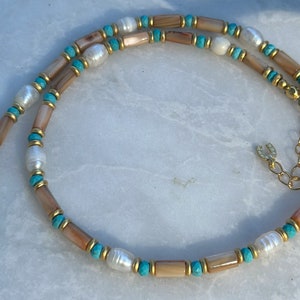 Pearl Necklace, Mother of Pearl Summer Necklace