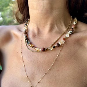 Agate,  Dalmatian Jasper,Citrine Necklace,  Autum Jewelry