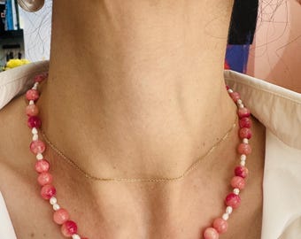 Collar de ágata con cuentas: collar llamativo de perlas barrocas