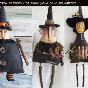 3 Instant Downloads EPATTERN Folk Art Primitive Halloween Herb Witch Doll Pattern