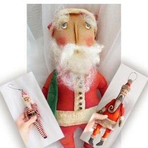 Instant Download E-pattern Folk Art Santa Claus Doll Pattern Hanger Christmas Tree Primitive Holiday