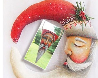 Instant Download EPATTERN Folk Art Primitive Santa Claus Moon Ornament Pattern