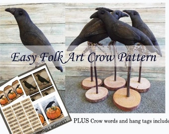 Instant Download EPATTERN Folk Art Primitive Crow Pattern