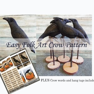 Instant Download EPATTERN Folk Art Primitive Crow Pattern