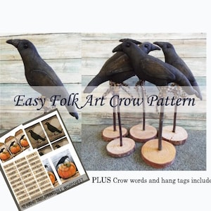 Primitive Folk Art Crow Pattern Halloween Crow Sewing Pattern DIY Rustic Crow Decor Primitive Crow Doll Pattern Digital Download Prim Crow