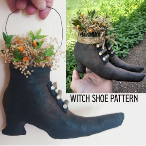 Folk Art Witch Boot Pattern Halloween Primitive Witch Boot DIY Witch Boot Decor Rustic Witch Boot Sewing Pattern Digital Download E-Pattern