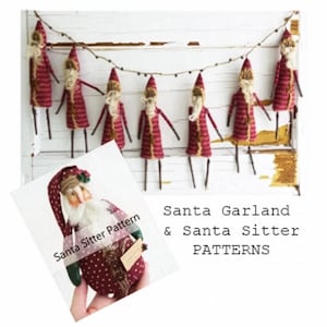 Folk Art Santa Claus Pattern, Folk Art Santa DIY, Santa Claus Garland Pattern, Tutorial Santa  Primitive Pattern Instant Download E-pattern