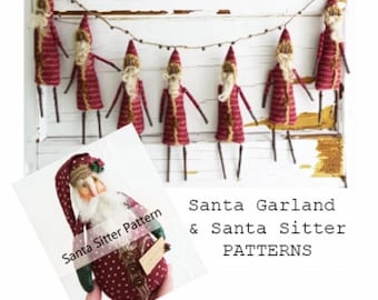 Folk Art Santa Claus Sewing Pattern: Garland & Sitter (PDF Download)