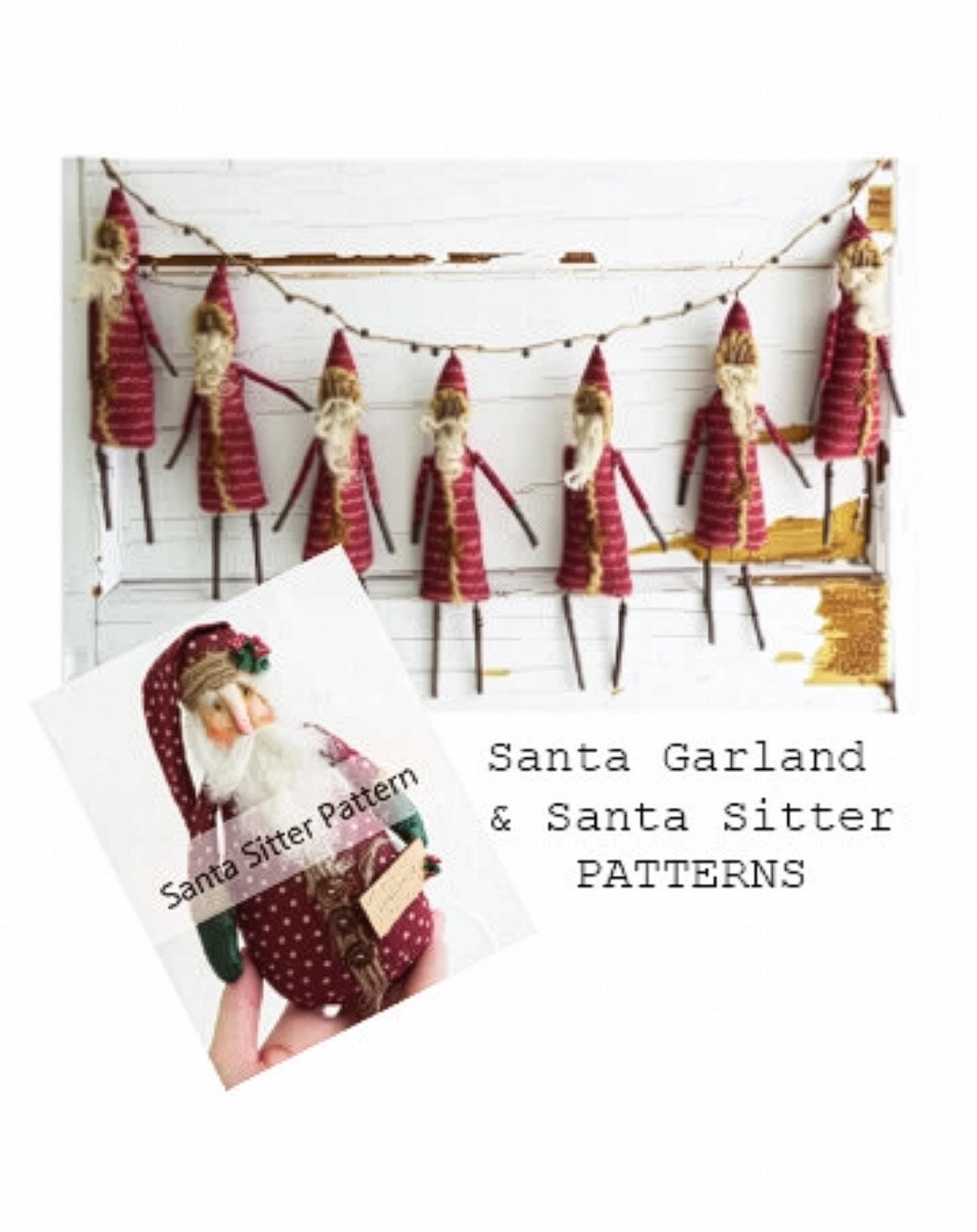 Santa Sewing Pattern Blocks Folk Art Santa Claus Sewing Pattern: Garland & Sitter (PDF Download) - Etsy