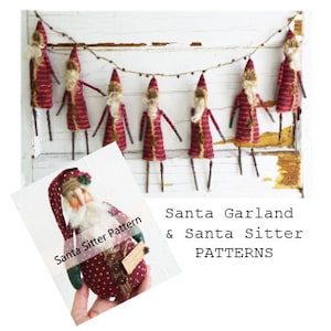 Instant Download E-pattern Folk Art Santa Claus  Doll Pattern Garland Painting Tutorial Christmas Primitive Holiday