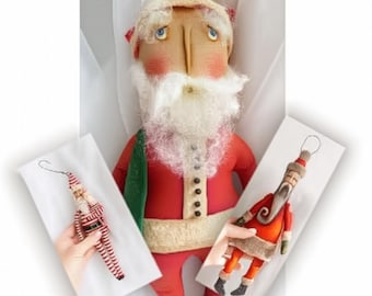 Folk Art Santa Claus Doll Sewing Patterns: Primitive Christmas Decor (Digital Download, PDF)