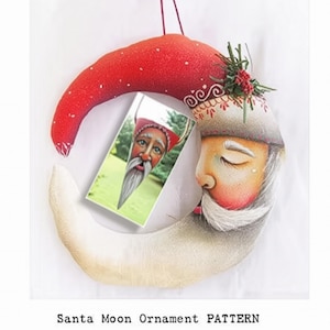 Instant Download EPATTERN Folk Art Primitive Santa Claus Moon Ornament Pattern