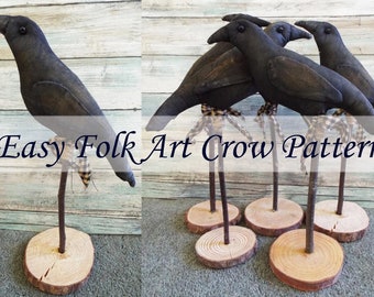 Instant Download EPATTERN Folk Art Primitive Crow Pattern