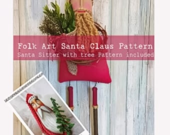 Instant Download E-pattern 24" Folk Art Santa Claus Doll Pattern Christmas Primitive Holiday