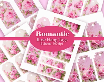 Shabby Chic Rose Labels: Vintage Printable Collage Tags (Digital Download)
