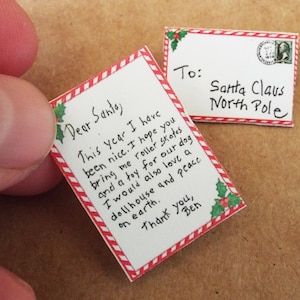 Carta de Papai Noel em miniatura em escala 1"12 Casa de bonecas Natal Feriado Correio Pólo Norte