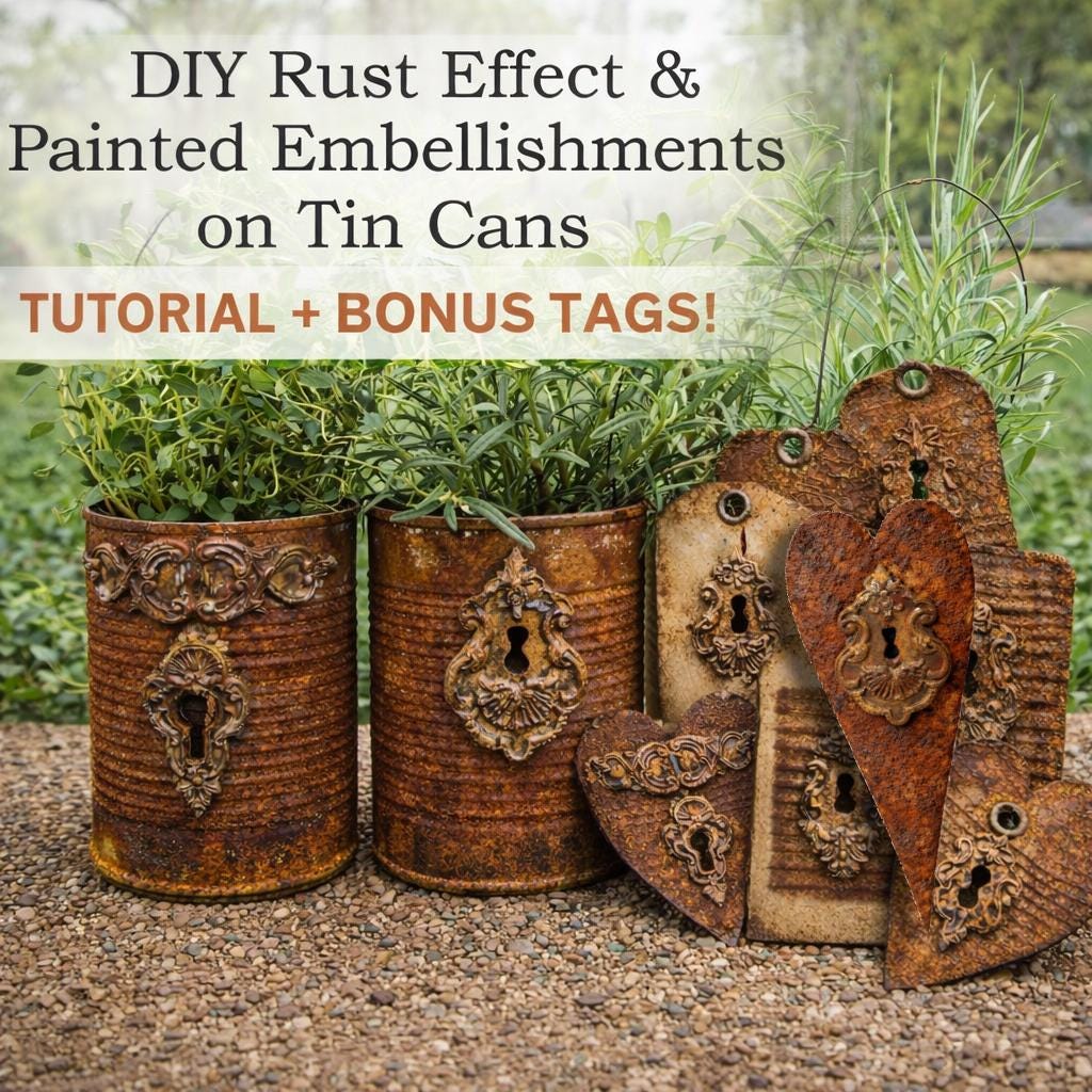 Rusty Tin Can Tutorial: Faux Rust Effect, Embellished Craft (PDF ...