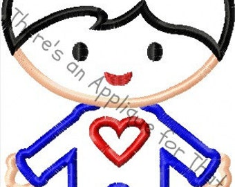 Valentine Super Hero Applique Design
