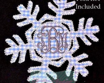 Vintage Stitch Snowflake Monogram Applique Design