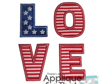 Love Flag Applique Design