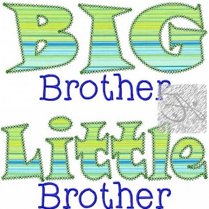 Big Brother and Little Brother Sibling Set Applique Design