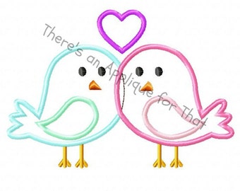 Valentine Love Birds Applique Design