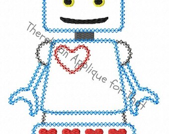 Valentine Love Robot Applique Design