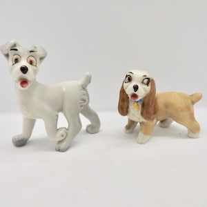Wade Disney Hatbox Lady and Tramp Figures. 1960&#39;s (Perfect)