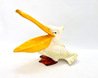 ヴィンテージ 大型 メキシコ トナラ 陶器 ペリカン 鳥像 ハンドメイド
