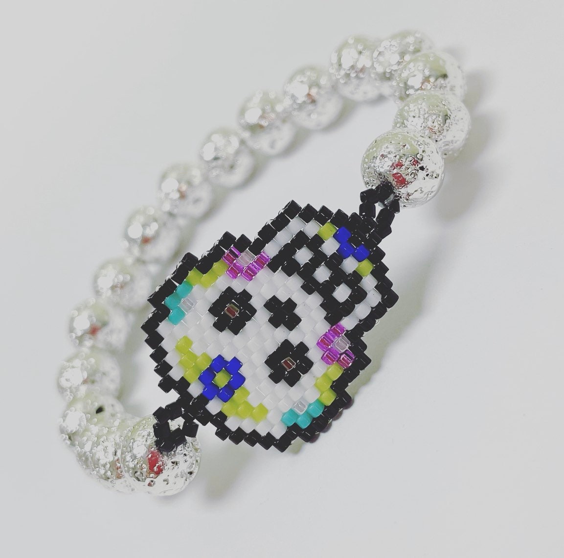 Handmade Gemstone and Seed bead Stretch Bracelet