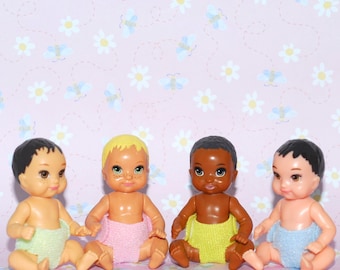 choose 2 Fabric Diapers (of the same color) for plastic Mini Baby Doll - hook & loop closure