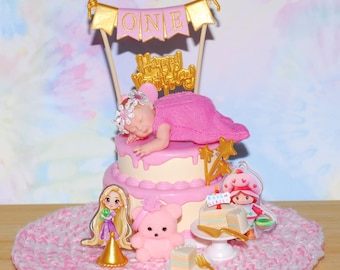 silicone mini baby with birthday accessories