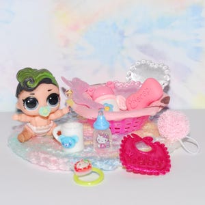 mini LOL baby doll with basket and accessories