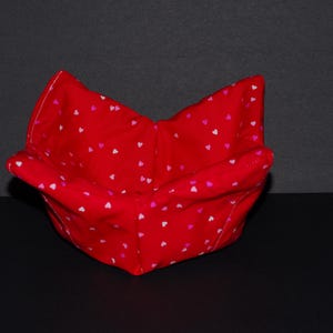 Red Hearts Bowl Cozy: Microwave Safe 100% Cotton Hot Pad