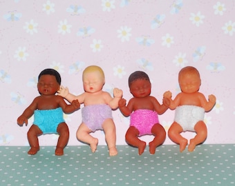 2 Fabric Diapers for silicone mini baby doll: hook & loop closure