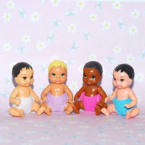 2 Fabric Diapers for plastic Mini Baby Doll - hook & loop closure