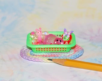 Miniature Dollhouse basket of Baby Toys
