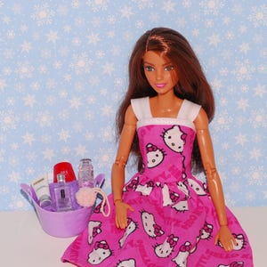 Basket of makeup items for fashion doll, miniature dollhouse beauty items. Doll is NOT included.