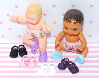 Choose ONE pair of sandals for mini baby - also fits 3" plastic baby - dolls NOT included