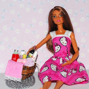 1:6 Basket of spa items for fashion doll, miniature dollhouse bath and beauty items. Doll is NOT included.