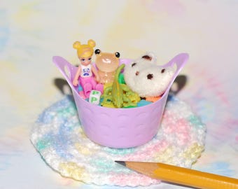 Miniature Dollhouse basket of Baby Toys