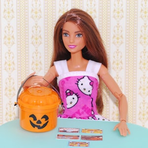 1:6 scale Halloween Boo bucket with handmade gift certificates inspired by vintage happy meal.