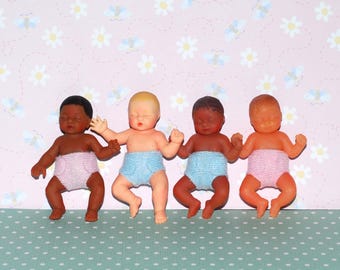 2 Fabric Diapers for silicone Mini Baby Dolls - hook & loop closure