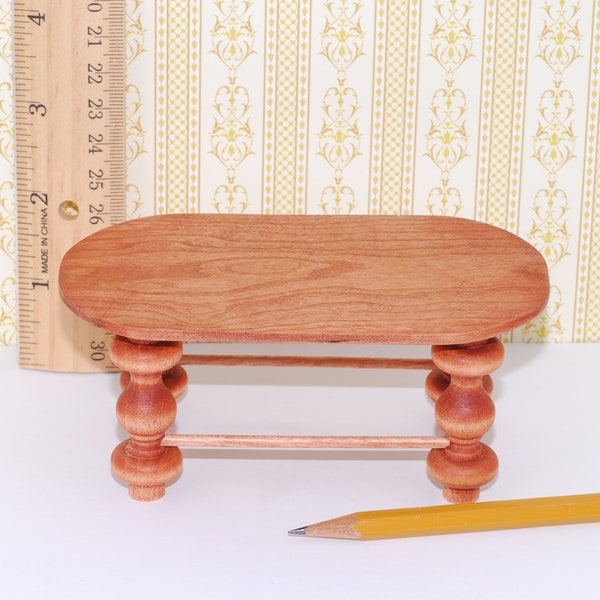 1:12 Hardwood table Cherry wood top, miniature dollhouse OOAK handmade, handcrafted wood table for dollhouse